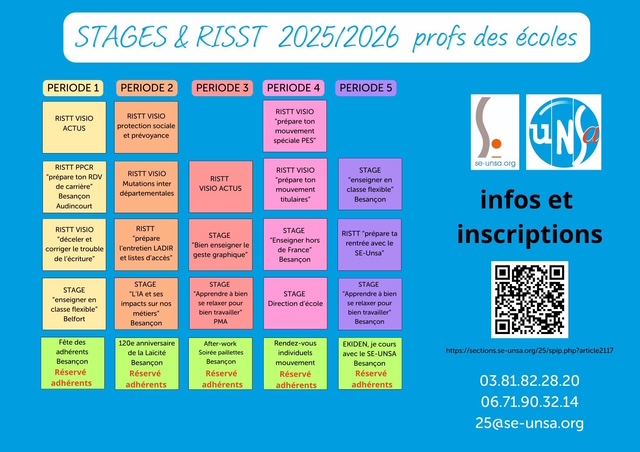 Les formations du SE-Unsa 25 pour l’année 2025/2026