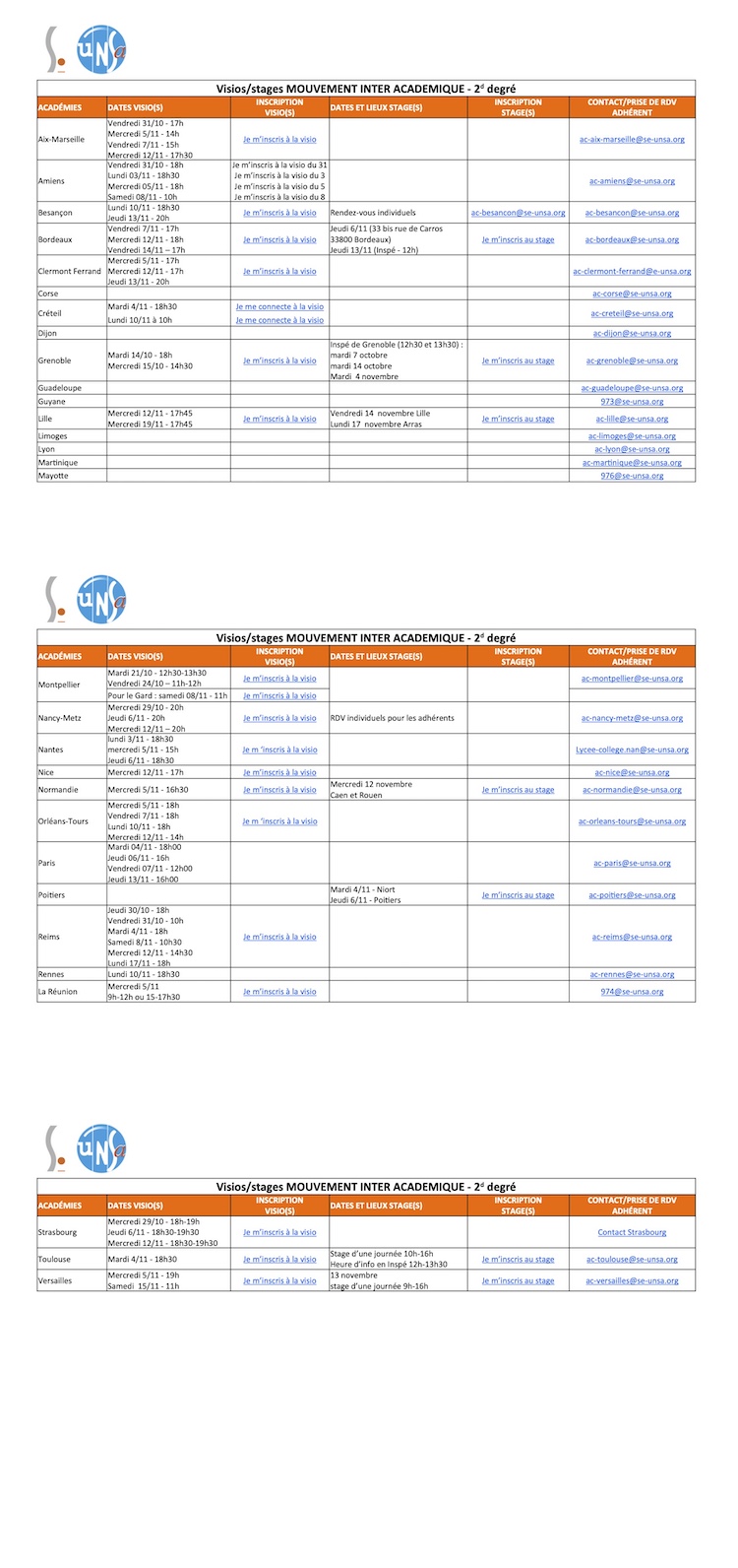 visuel hyperlien vers tableau des visios et stages Mouvement inter 2d degré des académies