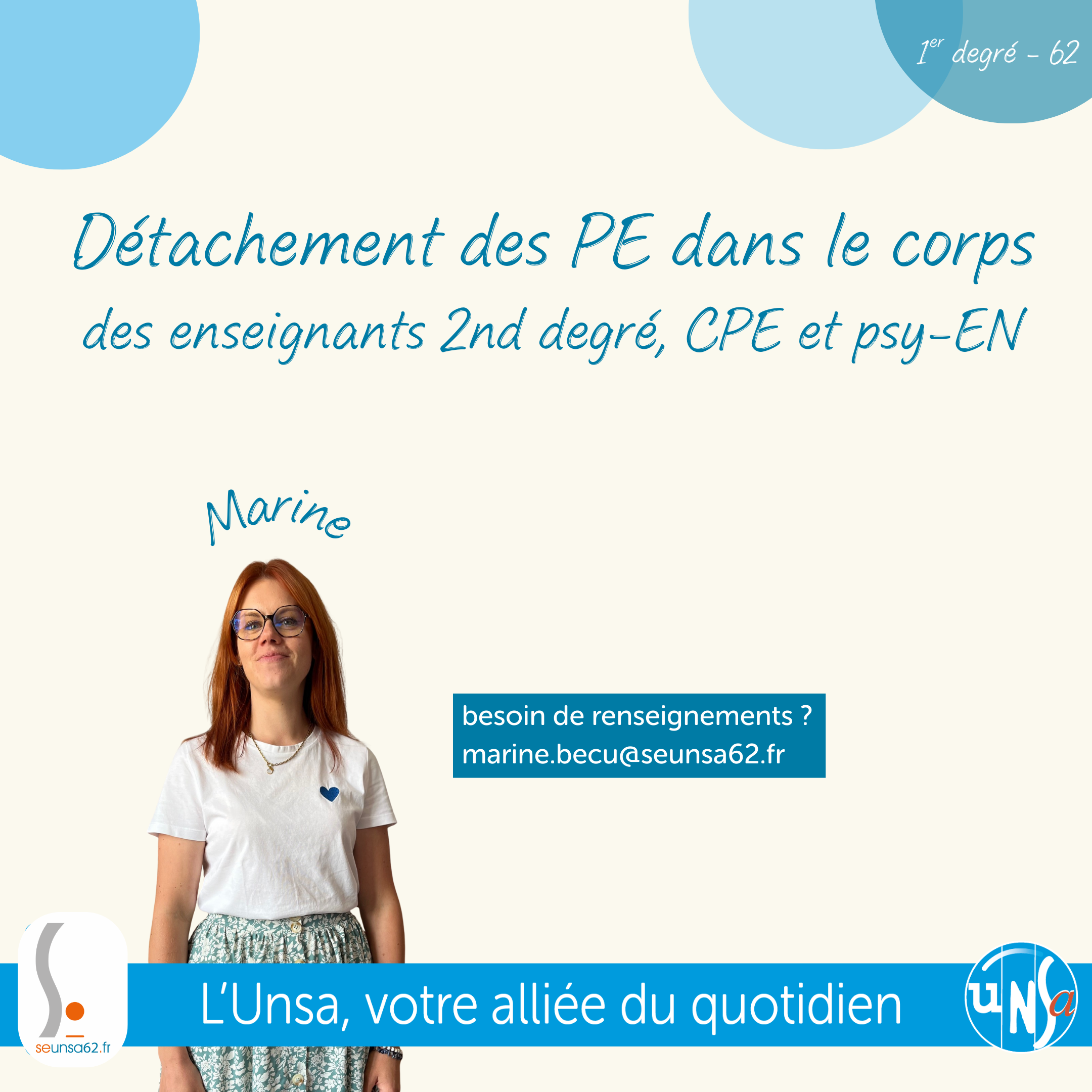 [1D62] Détachement des PE dans le 2nd degré, CPE, Psy-EN