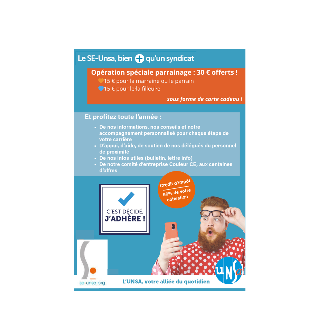 🎉 Adhésion au SE-Unsa25 : le parrainage, c’est gagnant-gagnant !
