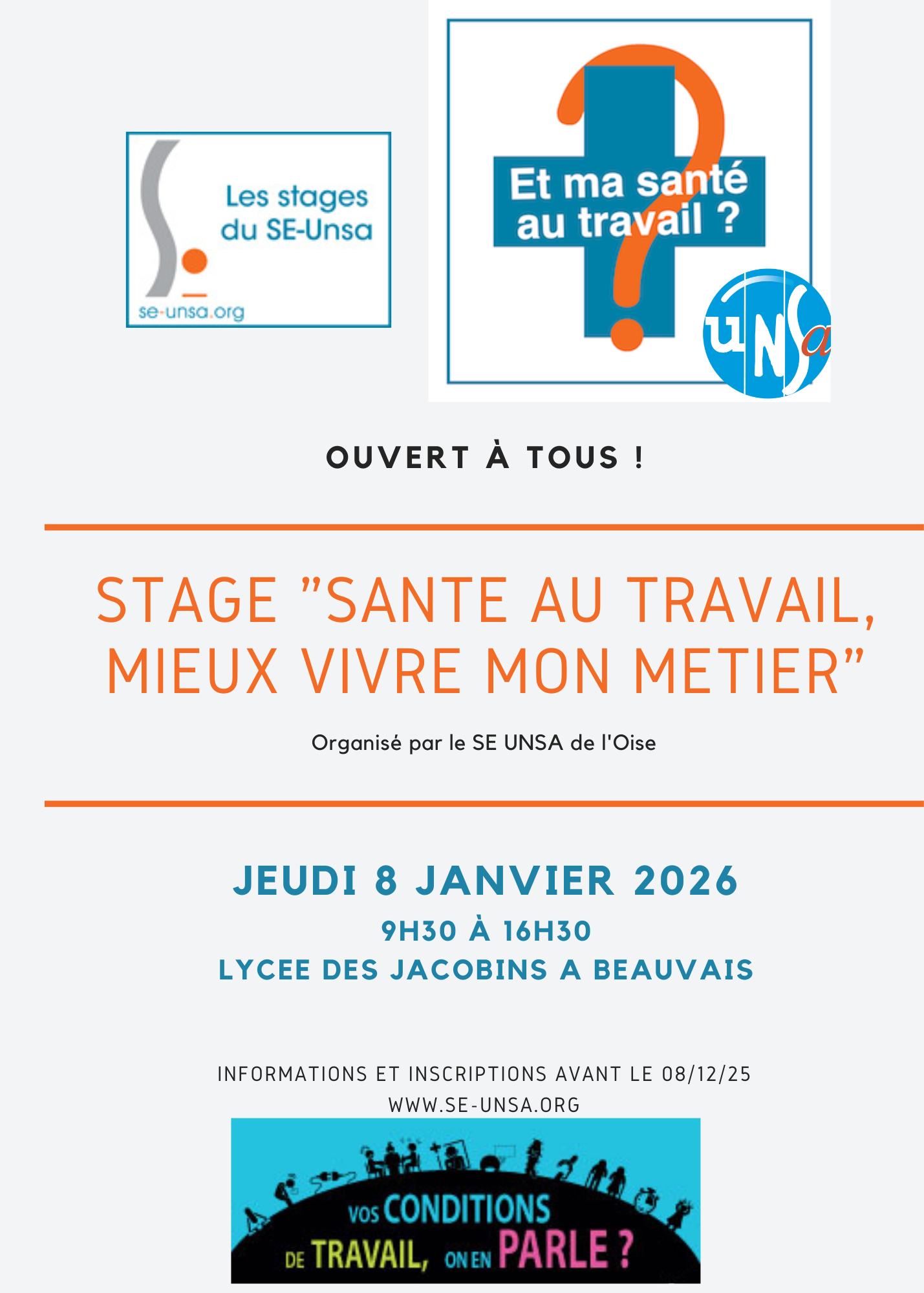 Stage « Santé au travail » du jeudi 8 janvier 2026 à Beauvais