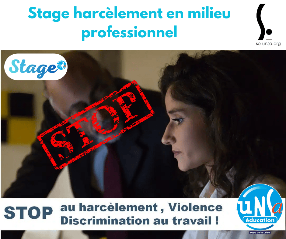 STAGE « harcèlement en milieu professionnel » – jeudi 22 janvier 2026 – Angers
