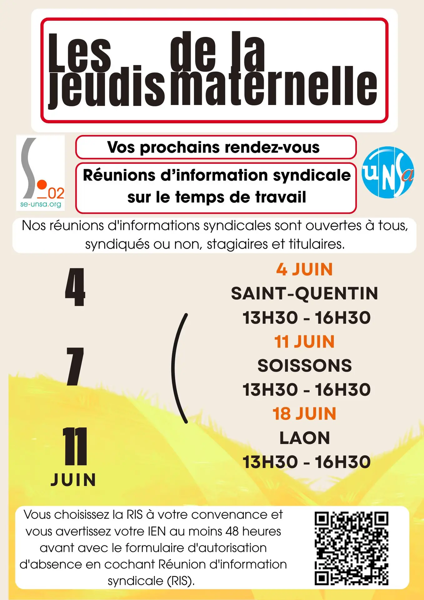 visuel Réunion d'Information Syndicale spéciale maternelle juin 2026