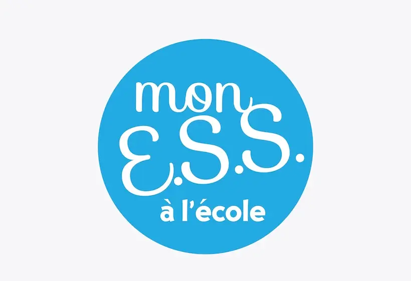 logo Mon ESS à l'école (rond bleu avec inscription Mon ESS à l'École en blanc)
